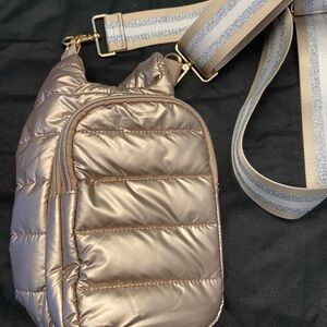 Metallic Gold Quilted water bottle Crossbody Bag